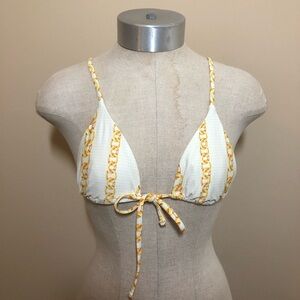 Weworewhat gold chain print triangle bikini top tie front